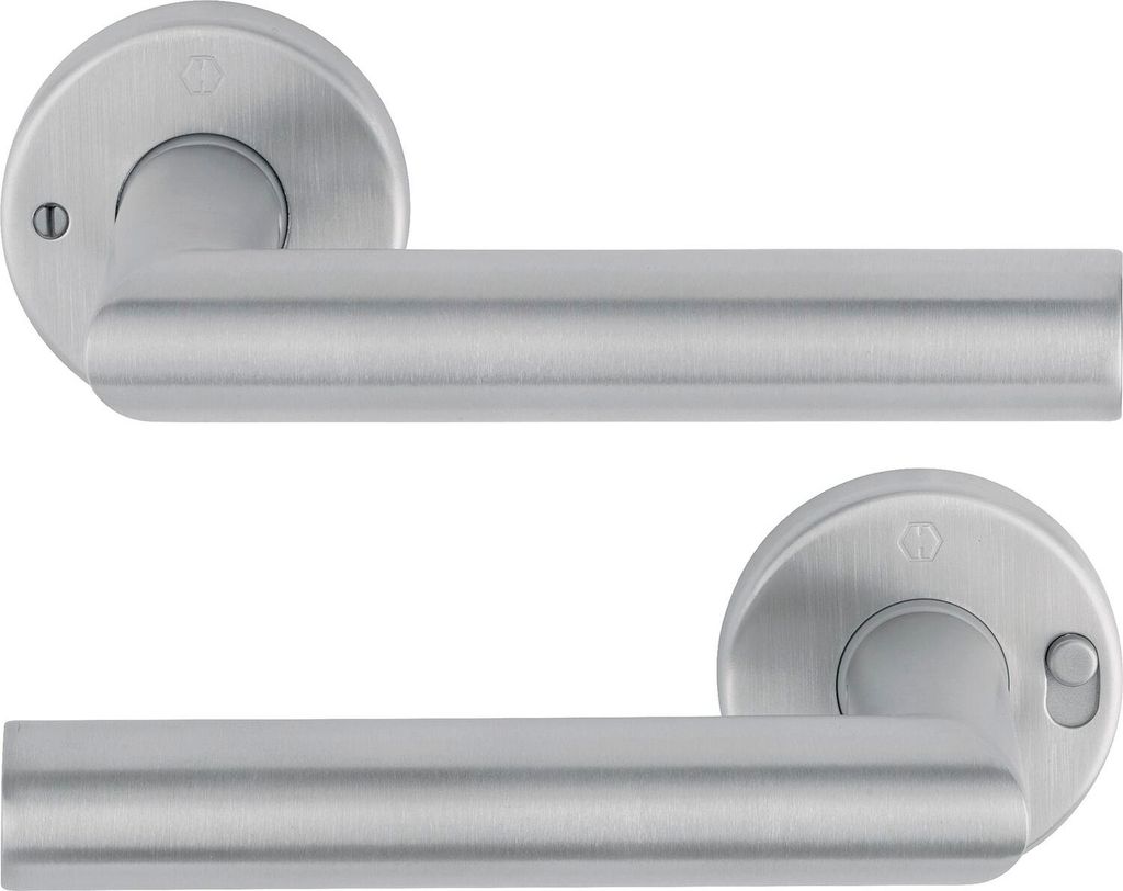 HOPPE AMSTERDAM Drückerpaar, Türgriff Türbeschlag Türdrücker, einfache Verriegelung, Edelstahl matt, Türstärke 37-47 mm, links