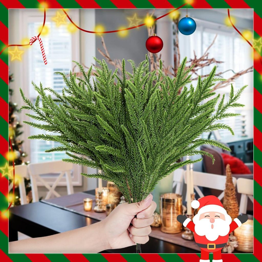 48 Stück Künstliche Weihnachtszweige 39 cm - Grüne Tannenzweige für Selbstgemachte Weihnachtsgirlanden und Kränze - Weihnachtsdekoration für ...