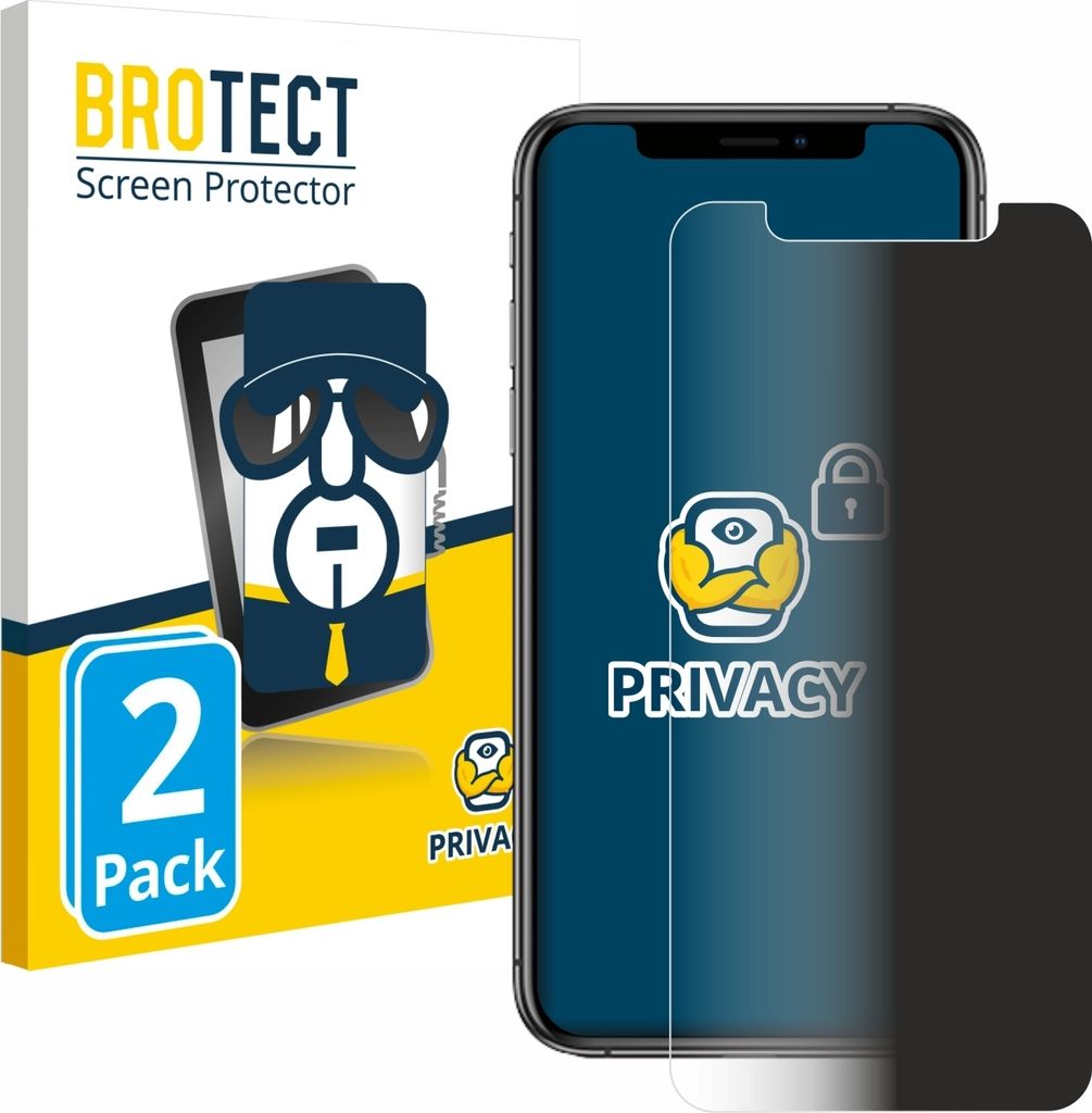 2x BROTECT Sichtschutzfolie für Apple iPhone Xs / 11 Pro Anti-Spy Privacy Sichtschutz Blickschutz Folie Blaulicht-Schutz