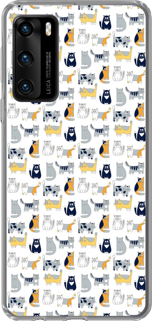 MuchoWow Handyhülle Schutzhülle Hülle für Telefoonhoesje Huawei P40 Muster - Katze - Kater - Jungen - Mädchen - Kinder - Kind Silikon Softca...