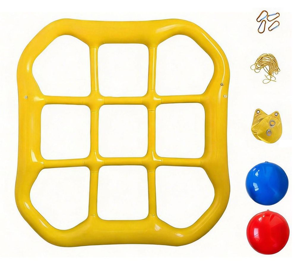 Aufblasbares Tic Tac Toe Poolspiel – 9-Felder Gitter mit 10 Bällen, Wasserspielzeug für Kinder & Erwachsene, Pool & Sommer