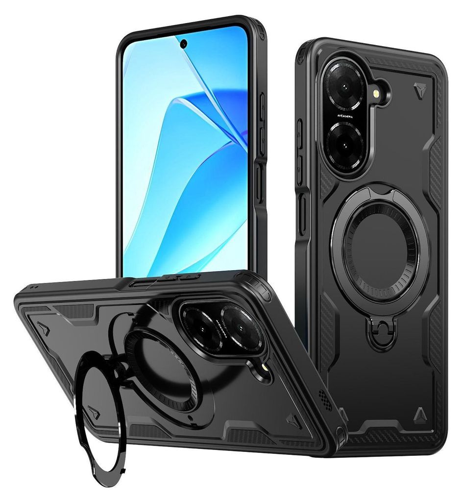 Für Xiaomi Redmi A5 4G / Poco C71 Armor MagSafe Hybrid Ringhalter Hülle Schwarz