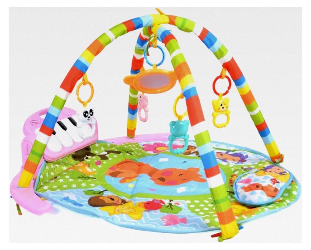 Spielbogen mit Klavier, Krabbeldecke, Musiktasten, Spiegel, Spielcenter in Rosa