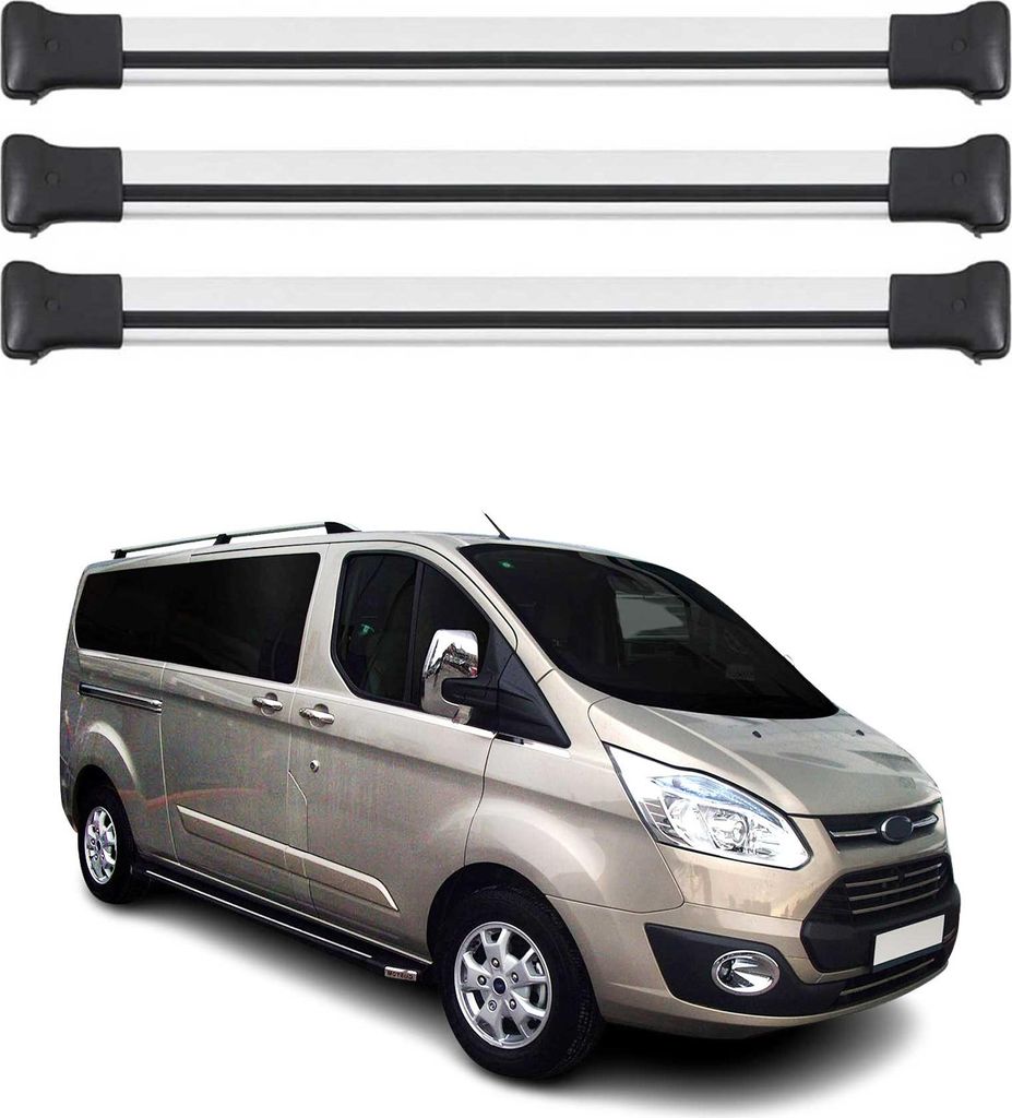 Dachträger für Ford Transit Custom / Tourneo Custom 2012-2023 Alu Silber 3tlg