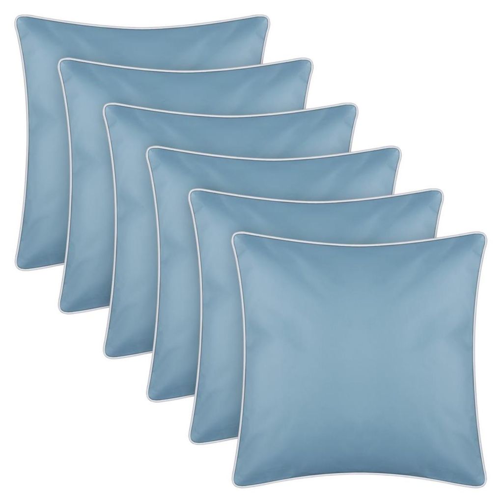 Cojines para exteriores con borde blanco turquesa, paquete Imagen del producto 
