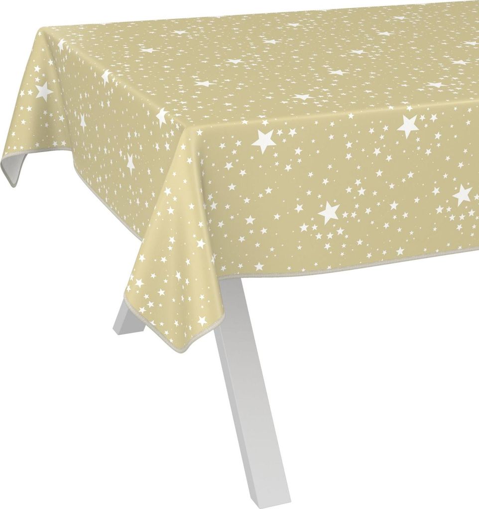 Tischdecke Minimalistisch Sterne Beige 120x140cm mit Band-Kante Wachstuch abwaschbar