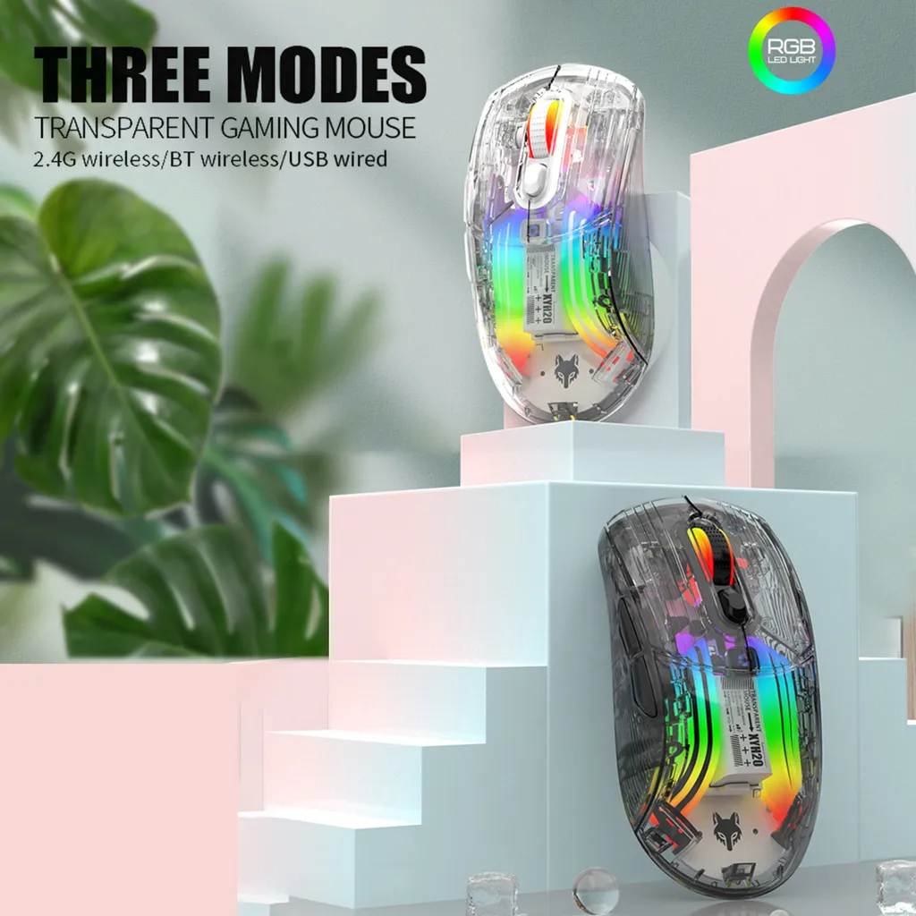 Souris Silencieuse 3 Modes avec Effet RGB et DPI Ajustable - Noir Fumée