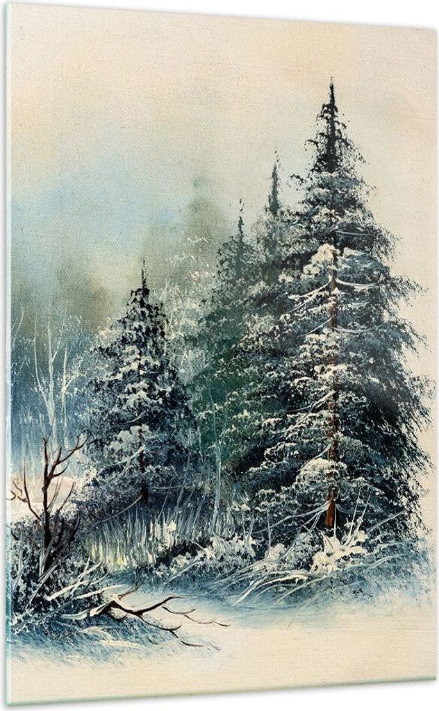 Bilder auf glas - Einteilig - Schnee Fichten Wald - Produktbild 