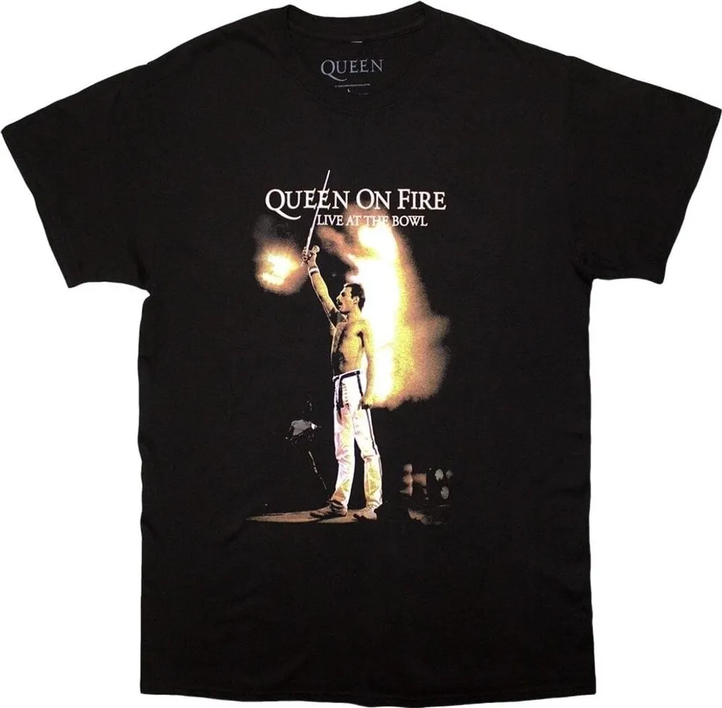 T-shirt Queen Live At The Bowl Noir Taille M - Merchandising Officiel
