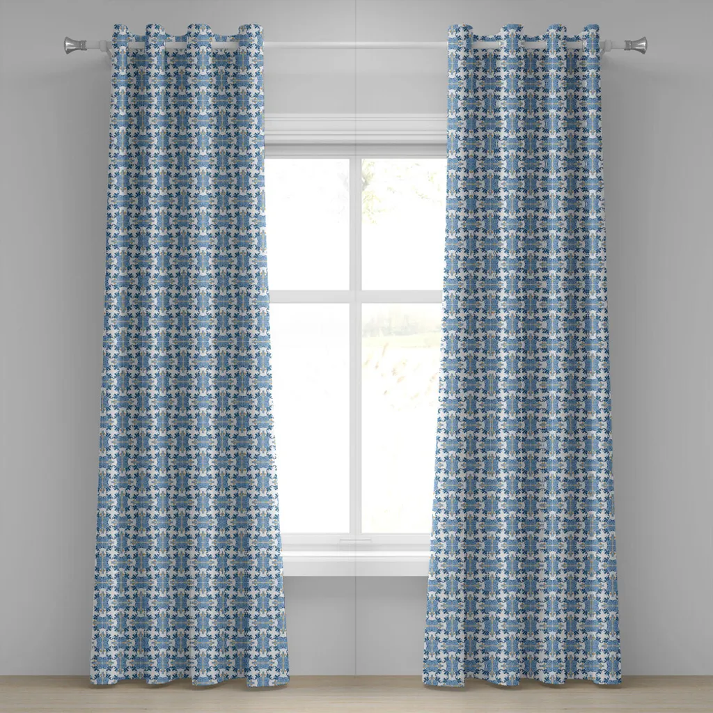 Rideaux décoratifs à 2 panneaux motif mosaïque artistique 280x245