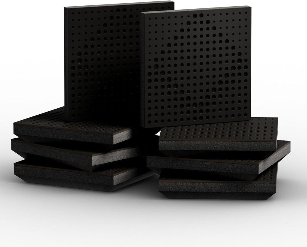 8er-Pack – Kleine Akustikplatte WILDS-Mini |Dekorative schallabsorbierende Wandpaneel|Geräuschreduzierung|25x25x5cm | Schwarz