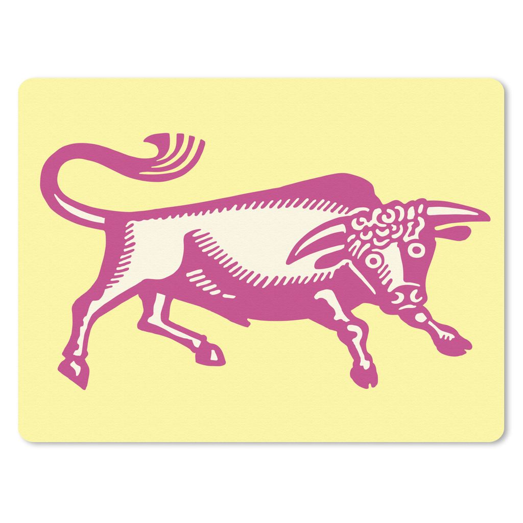 MuchoWow Mauspad Mousepad Eine Illustration eines rosa Stiers 40x30 cm - Mousepads - Maus Mat - Pad - Mausunterlage - Anti Rutsch