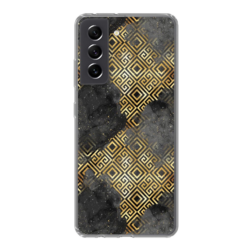 MuchoWow Handyhülle Schutzhülle Hülle für Samsung Galaxy S21 FE Gold - Marmor - Muster Silikon Softcase Handy Hülle - Mobiltelefonhülle