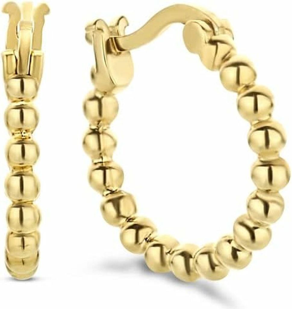 New Bling 9NB-0662 - Silberne Ohrringe - Frauen - Perlen - 15 x 2 mm - Scharnier - Silber - vergoldet (vergoldet/Gold auf Silber)