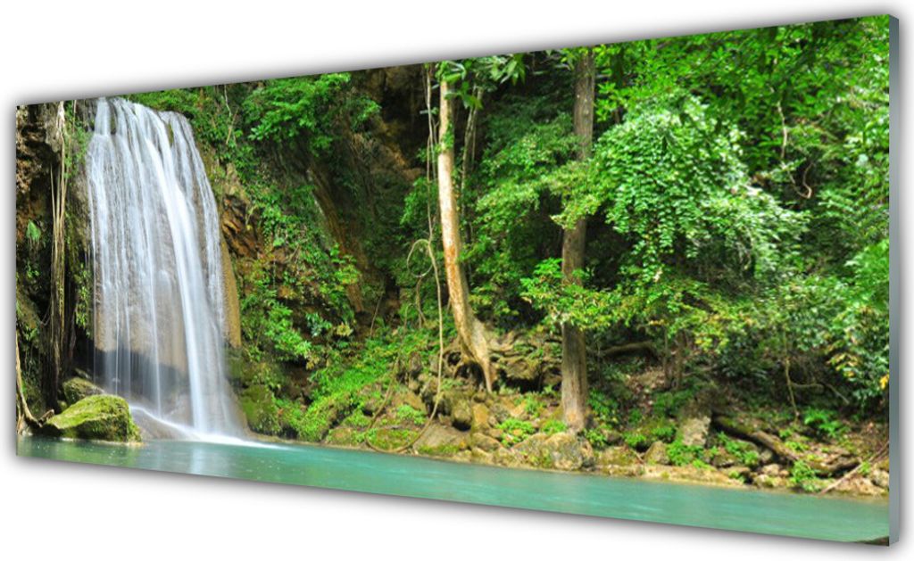Acrylglasbilder 125x50 Wandbild Druck Wasserfall Wald Natur
