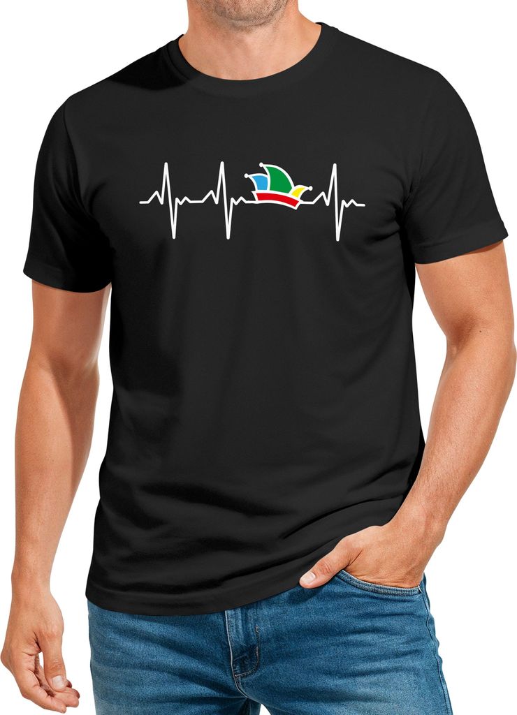 Herren T-Shirt Fasching Karneval Narrenkappe EKG Verkleidung Faschingskostüme Männer Kostüm-Ersatz Funshirt Moonworks