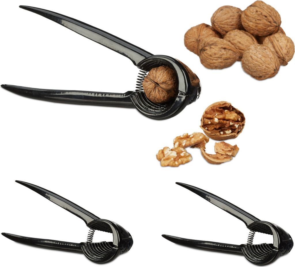 relaxdays Nussknacker 3er Set schwarz Produktbild 