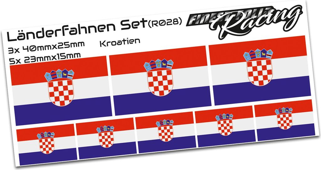 8er Set Länderfahnen Aufkleber "Croatia" Sticker Flagge Produktbild 