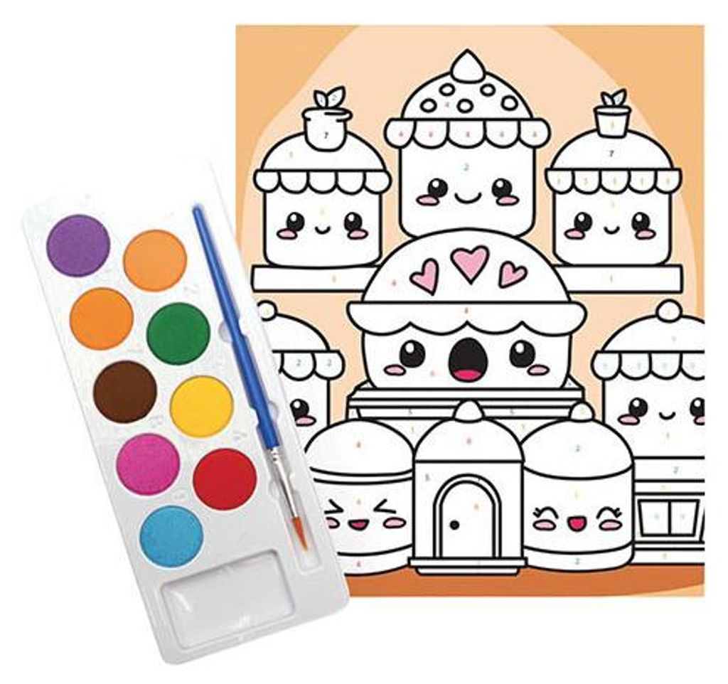 Graine Malen nach Zahlen Set „Kawaii Cakes“ – inkl. Acrylfarbe und Pinsel