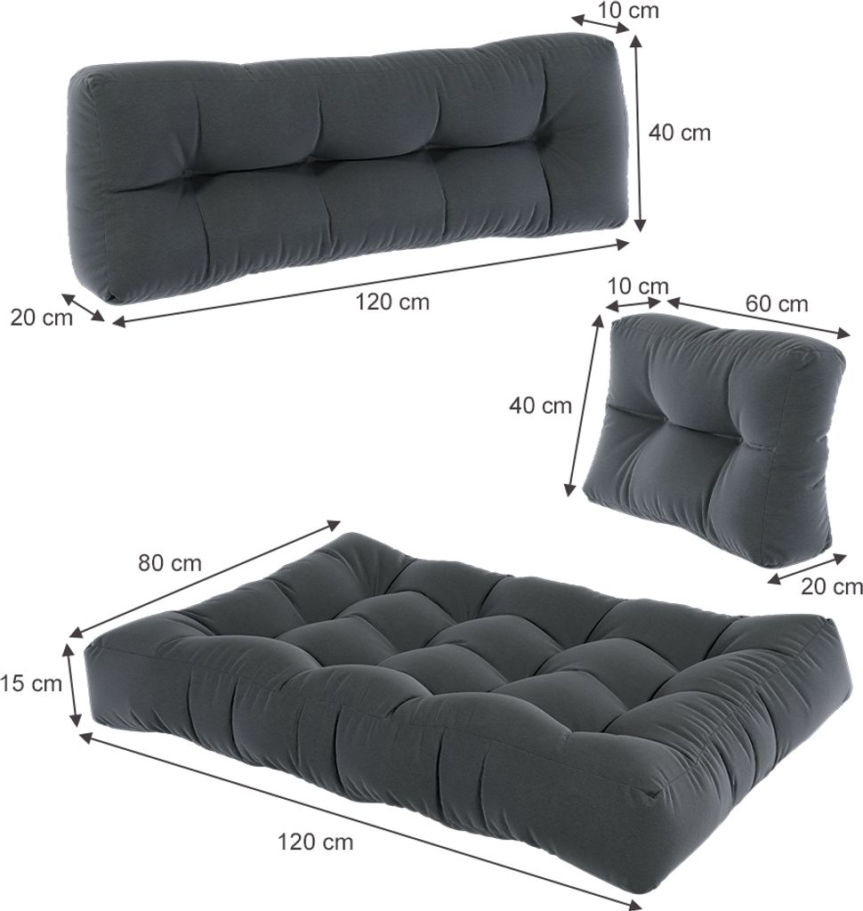 Vicco 7er Palettenkissen Set Sitzkissen Rückenkissen Produktbild 3