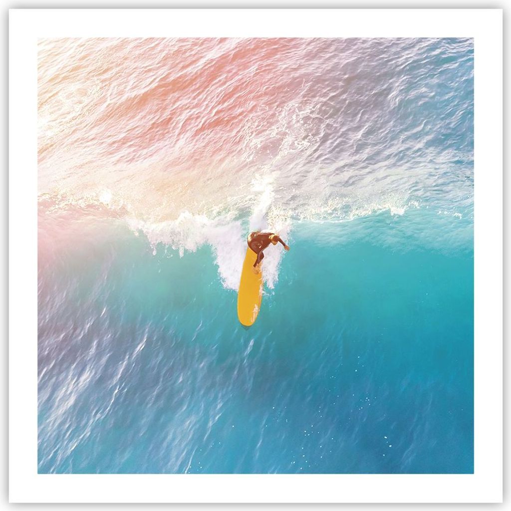 Poster - Poster ohne Rahmen - Surfen Welle Licht - 60x60 cm - Wand Bild - Wanddeko - Wandbilder - Kunstposter - Wandposter - Bilder - Kunstdruck - ...