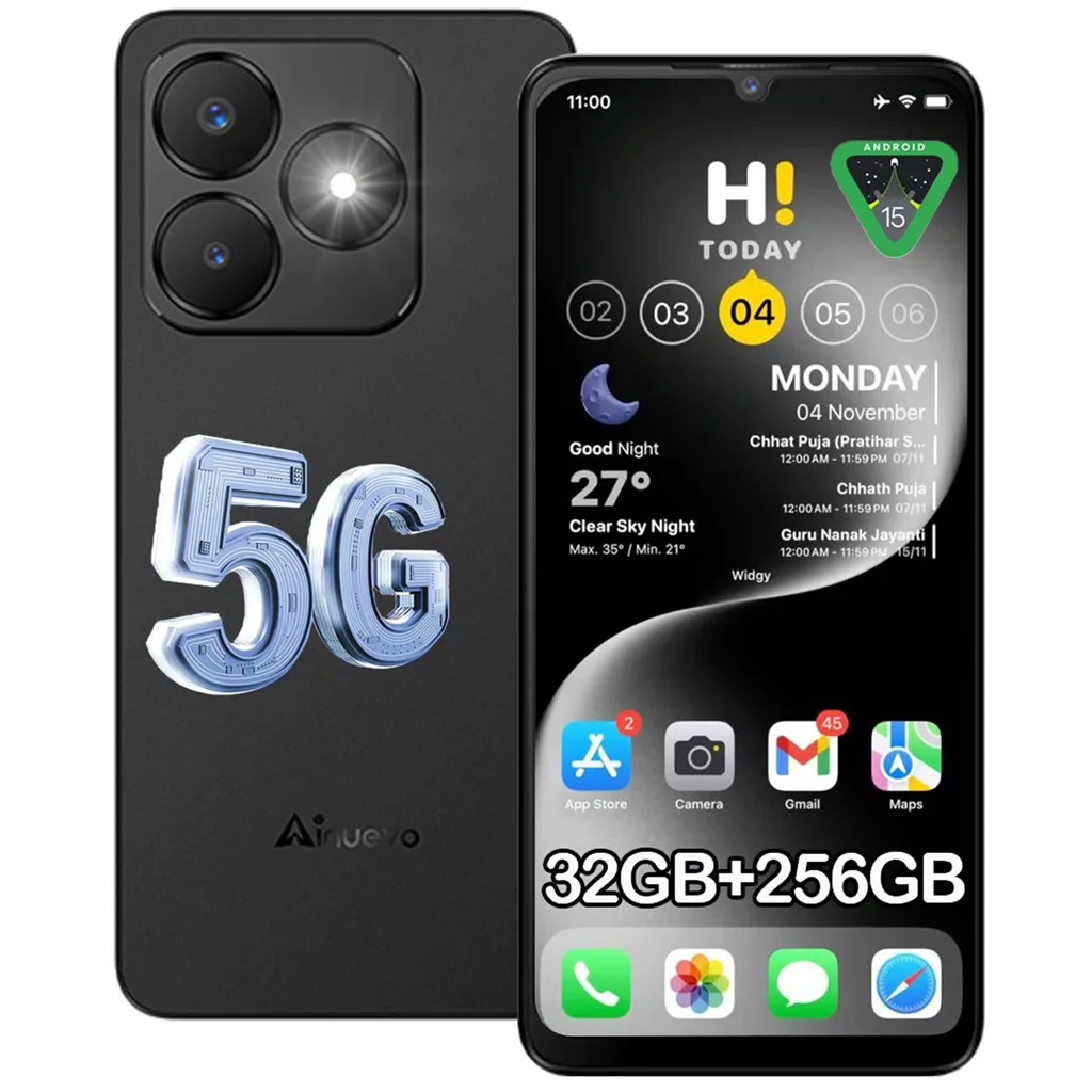 Smartphone 5G Ainuevo Neo S25 Pro 256GB Noir Android 15 Écran 6.75"