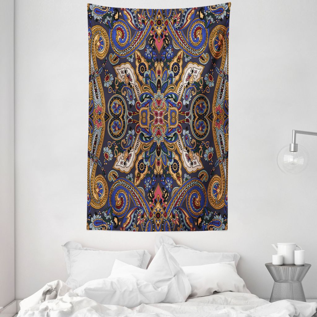 ABAKUHAUS Paisley Wandteppich und Tagesdecke, Marokkanische Floret Antike aus Weiches Mikrofaser Stoff Waschbar ohne Verblassen Digitaldruck, 140 x...