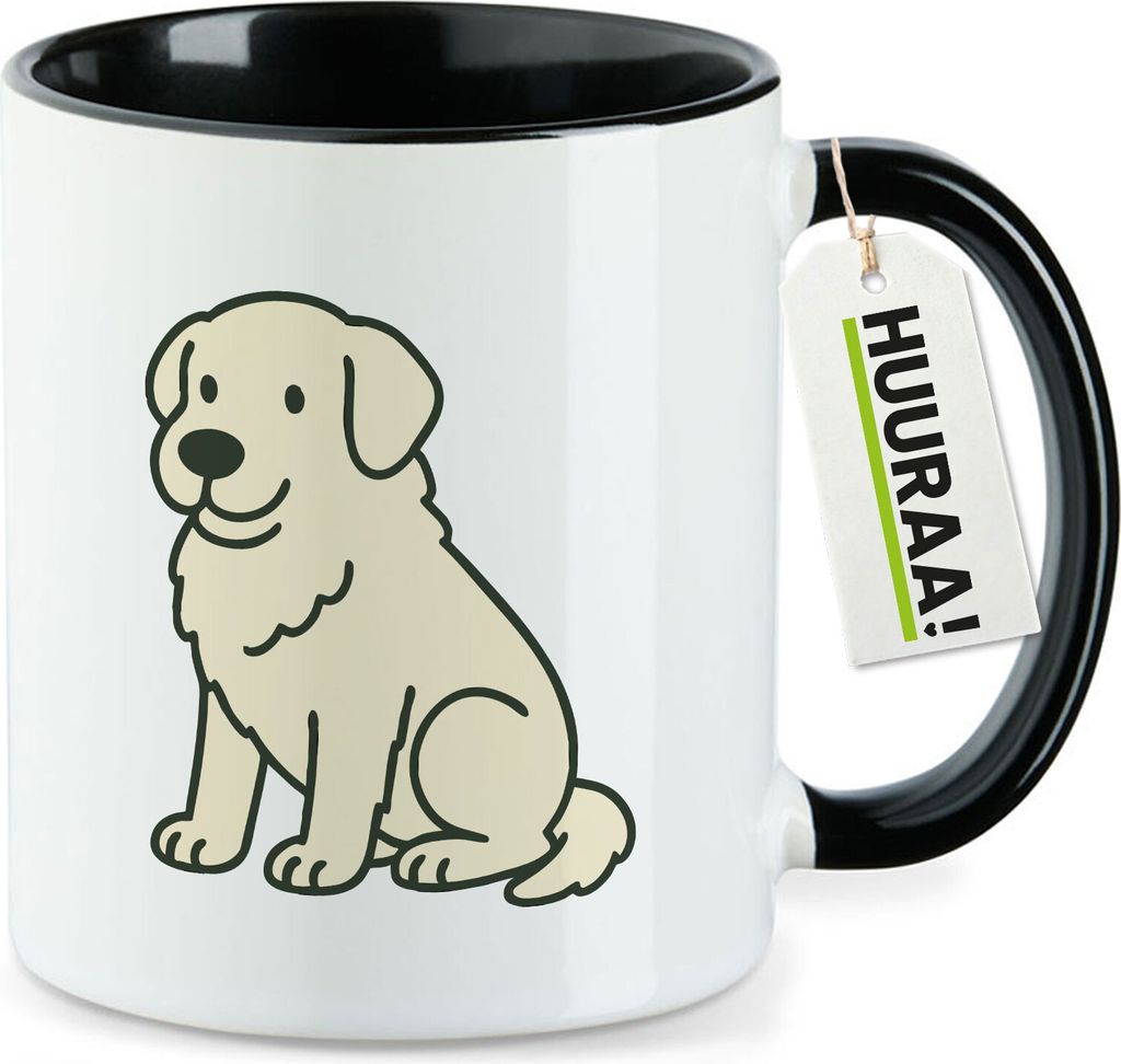 Huuraa Kaffeetasse Maremmano Abruzzese Comic Maremmi 330ml Schwarz Keramik Kaffeebecher Geschenkidee