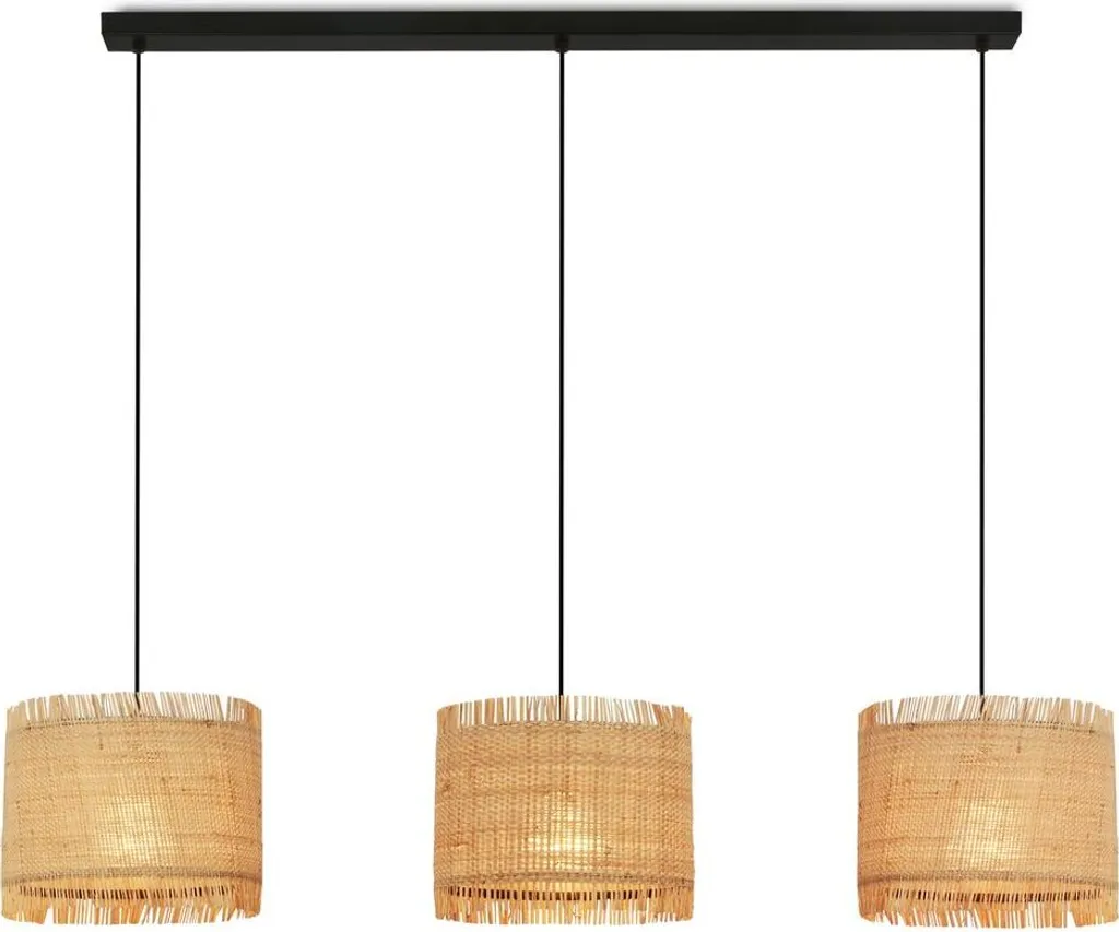 Briloner Borra Lampada Sospensione 3 Luci Paglia E27 Boho Design