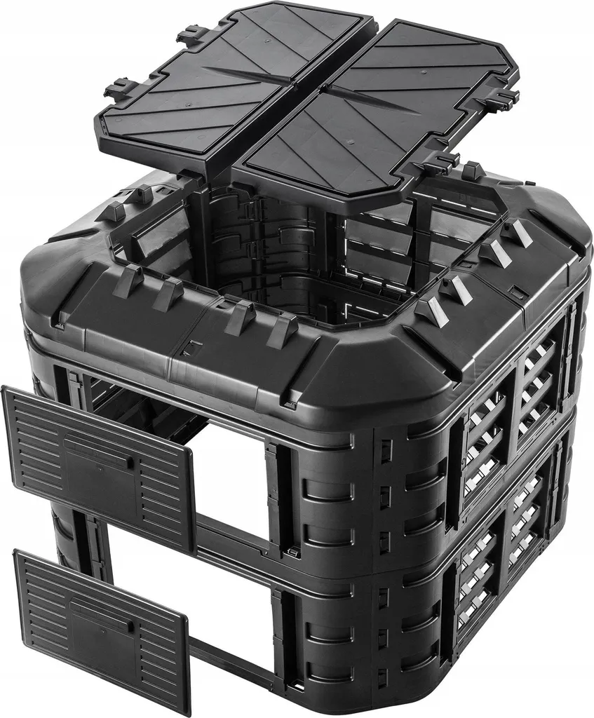 Bac à compost modulaire 600L en kit : Composteur extérieur robuste noir