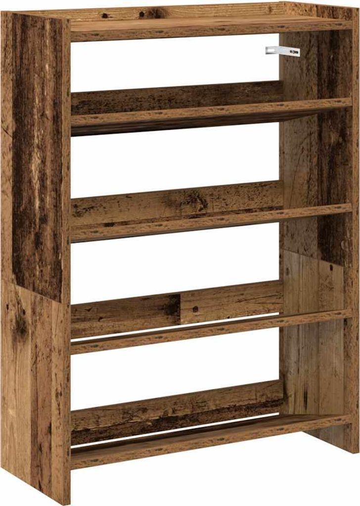 vidaXL Stojan na topánky starý drevený vzhľad 60x25x81 cm Obrázok produktu 