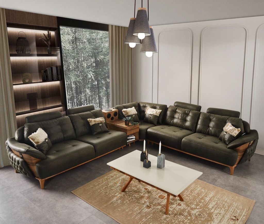 Design Ecksofa U-form Bettfunktion Couch Textil Sofa Wohnlandschaft Modern