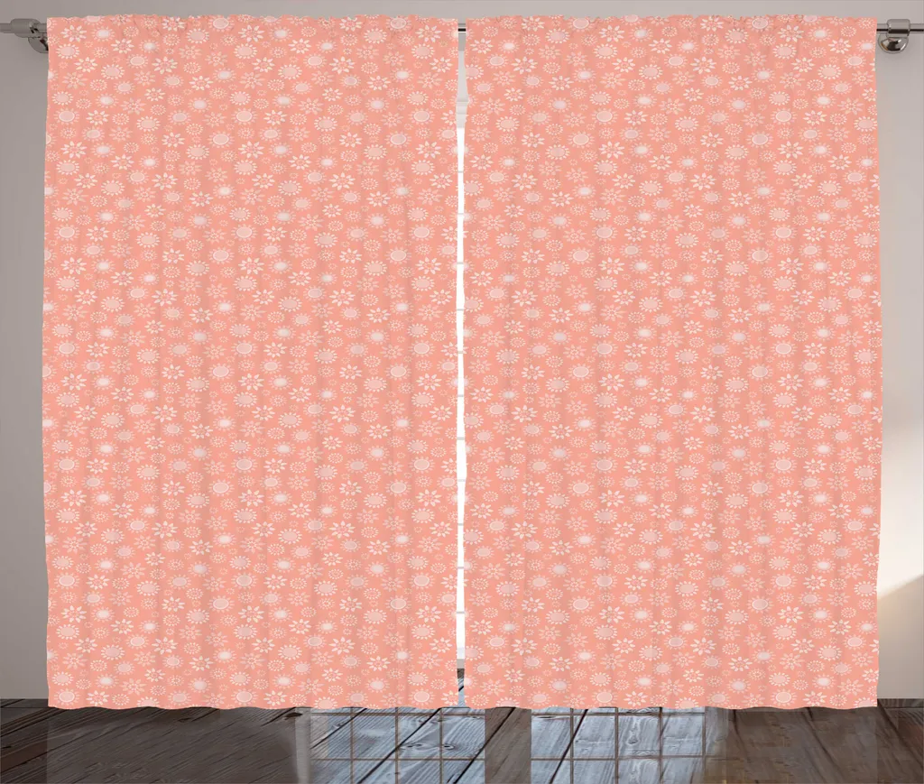 Rideau rustique abstrait ABAKUHAUS doux corail et saumon 280 x 225 cm