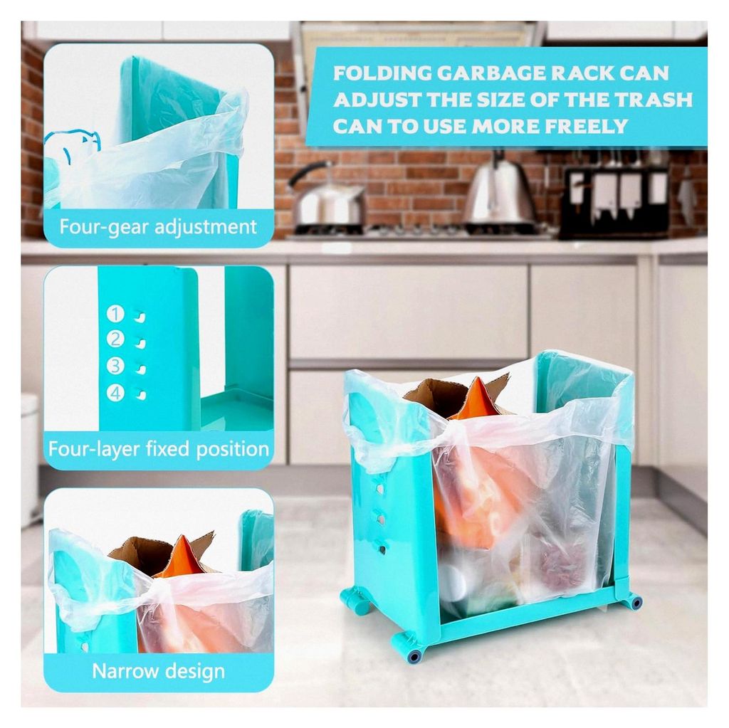 Faltbarer, tragbarer Multifunktions-Müllbeutelhalter, verstellbar, platzsparendes Design, geeignet für Küche, Outdoor, Camping und Garagenorgani...