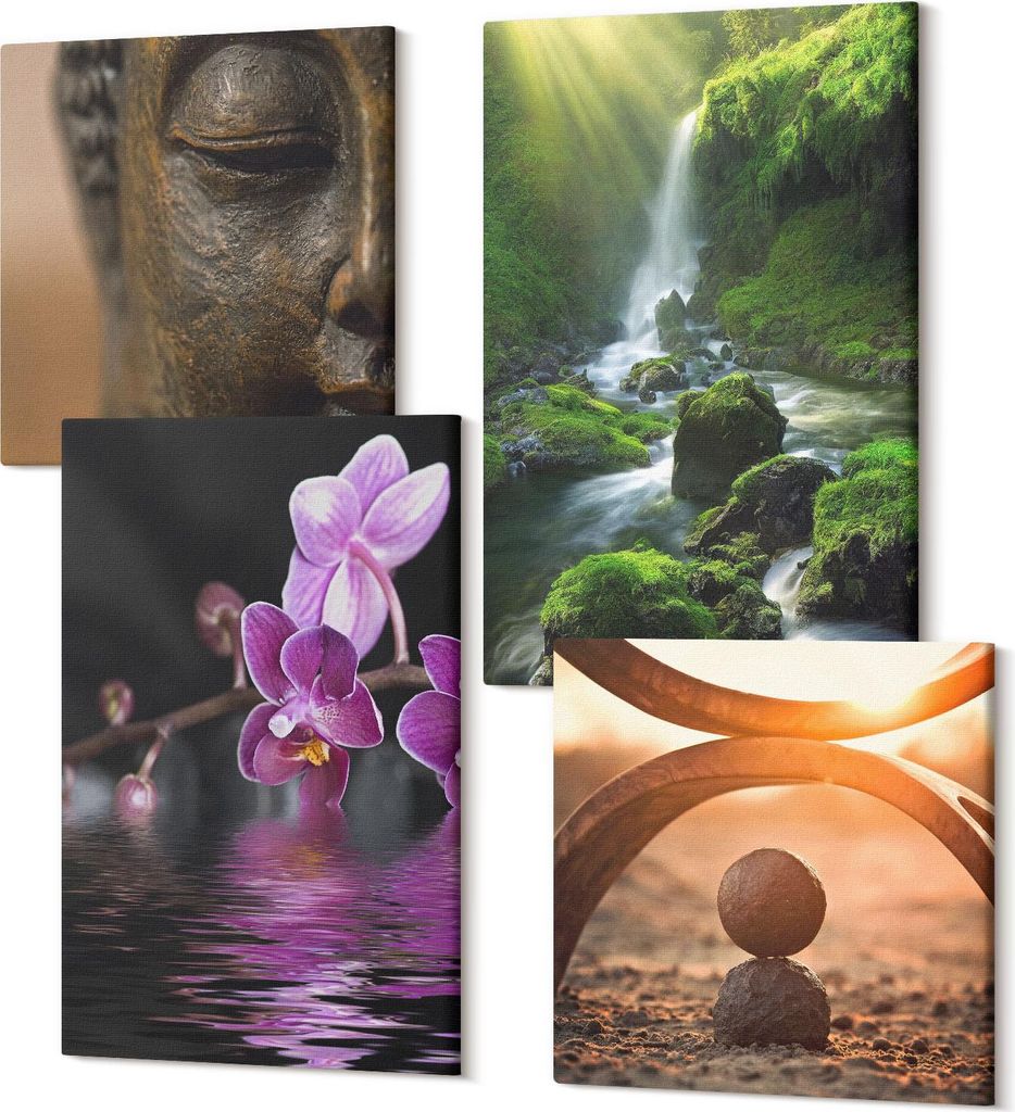 Wandbilder Leinwand 4-teilig – – Polycanvas Kunstdruck – Moderne Bilder für Wohnzimmer & Schlafzimmer – Aufhängefertig – 2x 40x40 cm +...