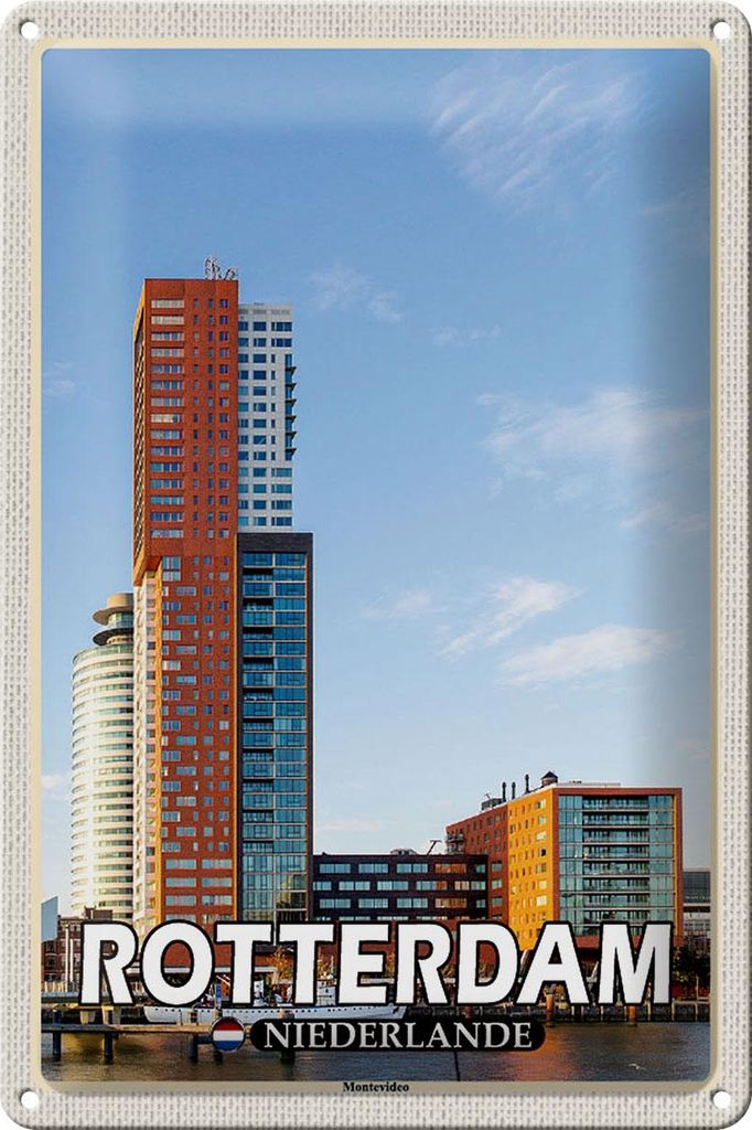 Blechschild Reise 20x30cm Rotterdam Niederlande Montevideo