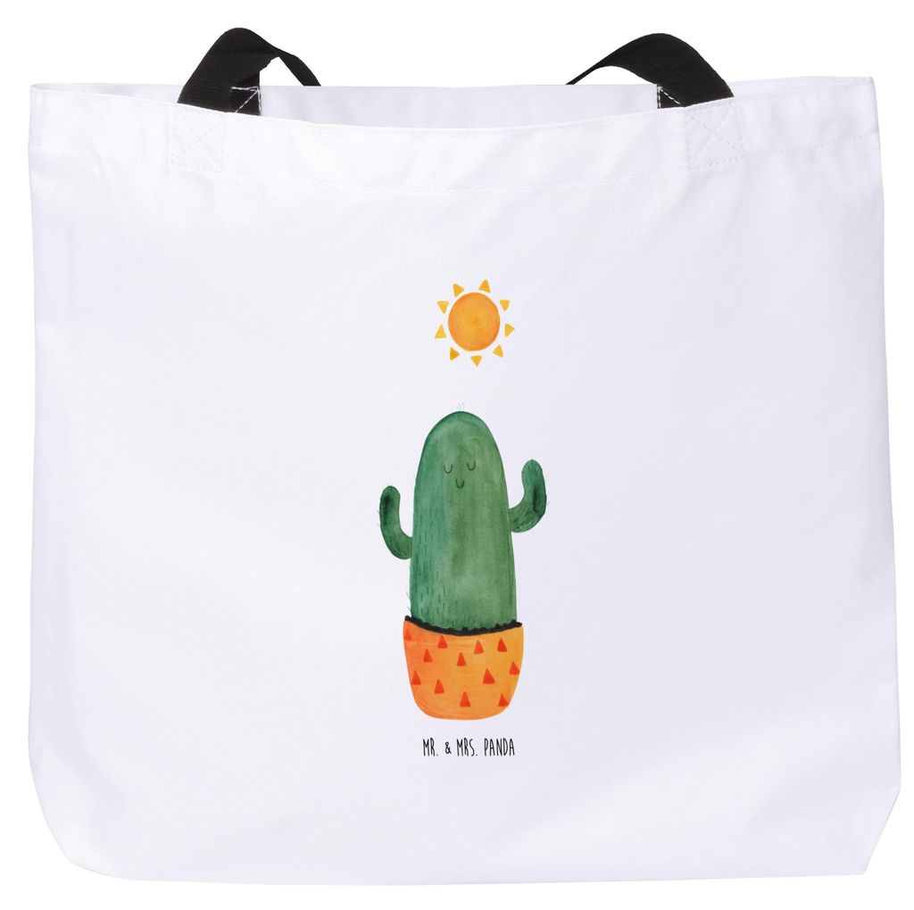 Mr. & Mrs. Panda Schultasche Kaktus Sonne - Weiß - Geschenk, Freundin, Glück, Laptoptasche, Geschenkidee, Tasche, Stoffbeutel, Neustart, Trennung...