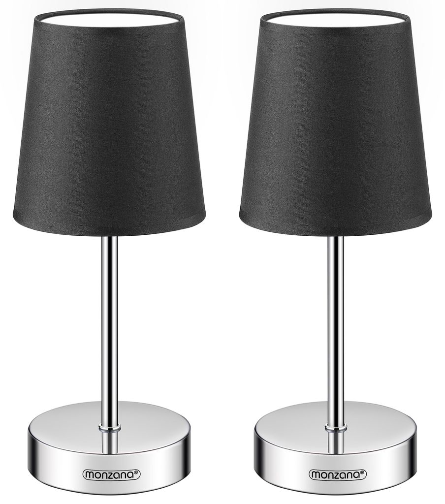 MONZANA® Nachttischlampe 2er Set 32cm Stoff Grau Taupe Produktbild 