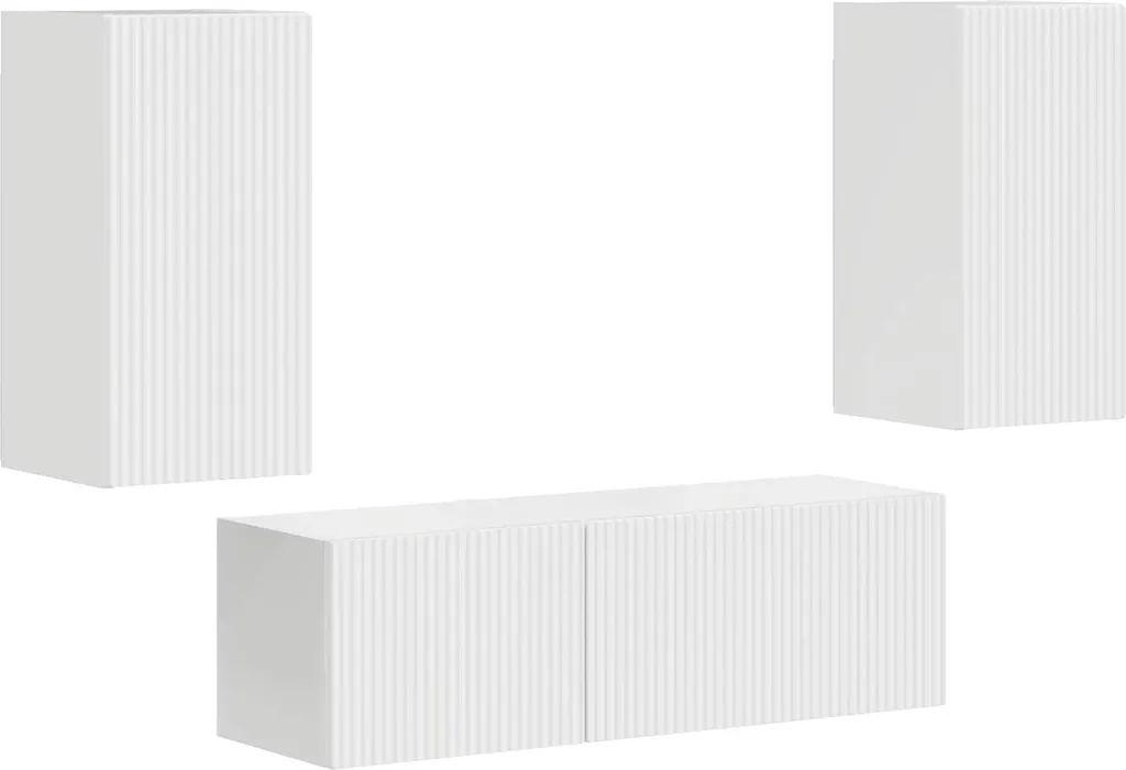 Rangement mural TV blanc brillant lot de 4 pour salon moderne chic