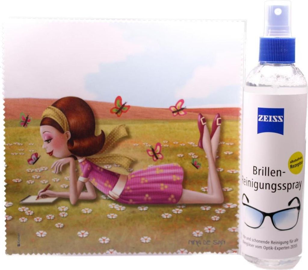 Mikrofasertuch "Frau liegt auf Blumenwiese" Größe 18,5*18,5 cm von La Kelnet
