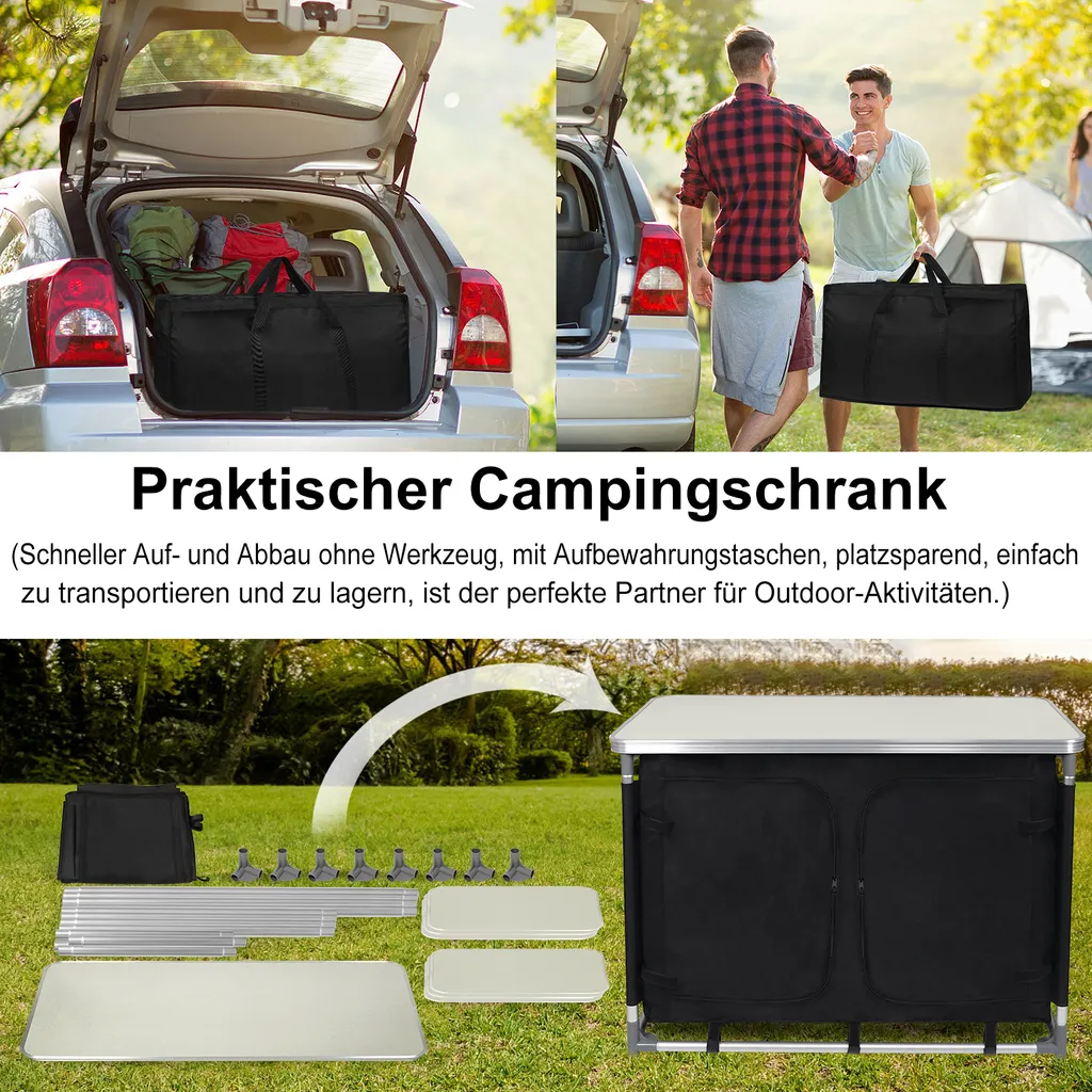 Cuisine Extérieure Pliante 6 Compartiments - Table de Camping avec Rangement - 5
