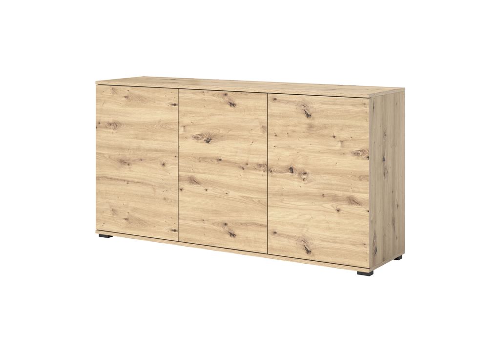 Kommode "Masimo" 150 cm, Aufbewahrungsschrank, Kommode mit 3 Türen, Eiche Artisan, Push-to-Open, modernes Design