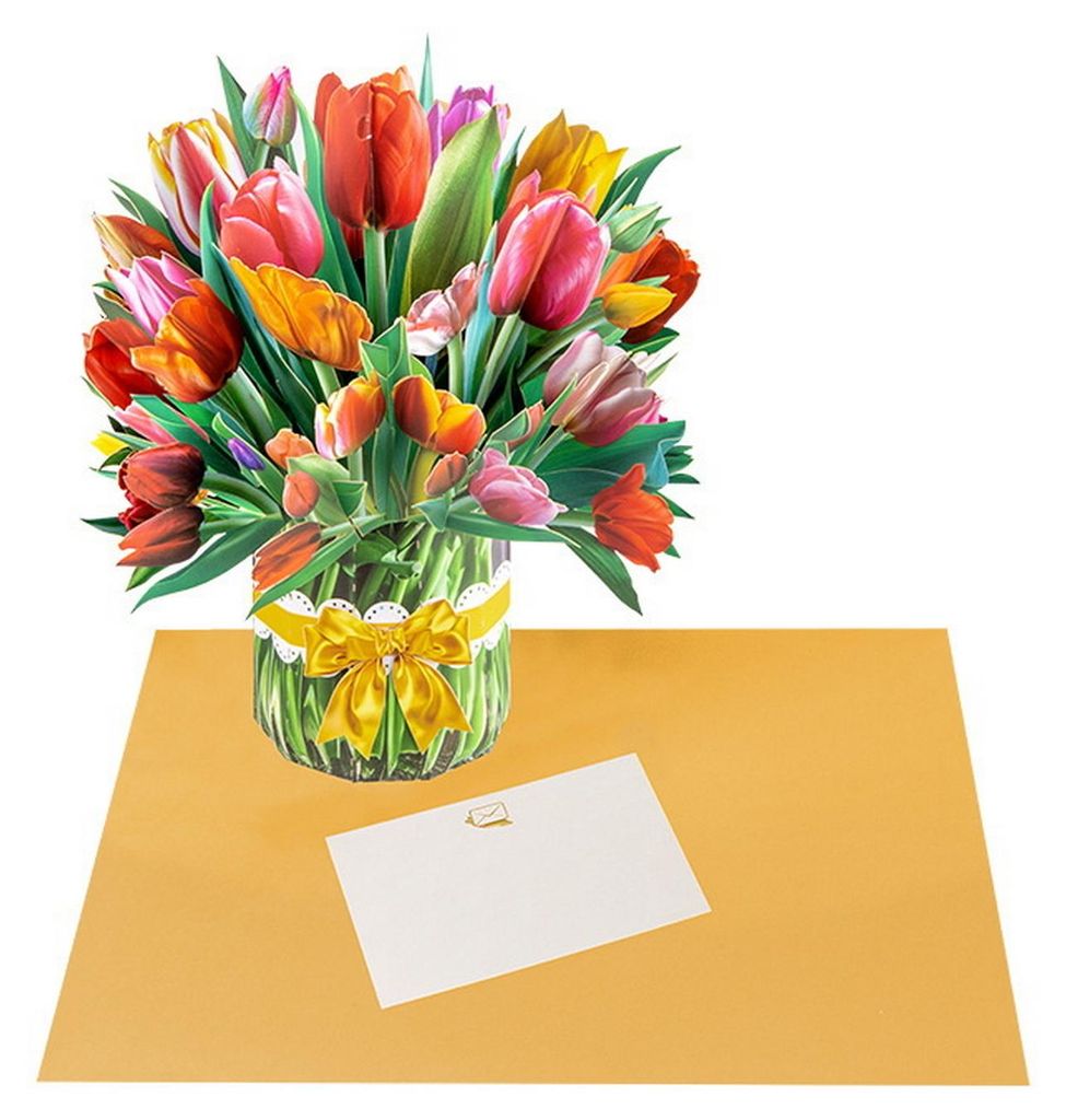 Pop-up-Karten mit Papierblumen, 3D-Blumenstrauß-Grußkarte mit Umschlag und Notiz für Muttertag, Schulabschluss, Jahrestag, Geburtstag, Glückwü...