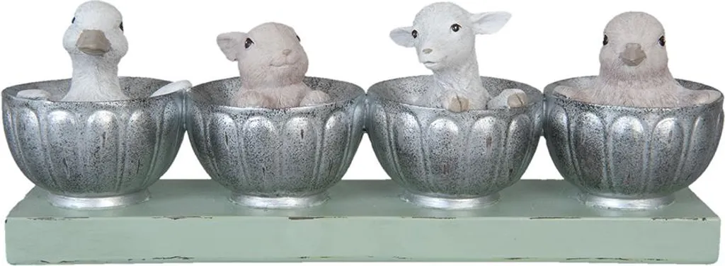Figurine Animaux en Plastique Gris Vert 26x6x9 cm Haute Qualité