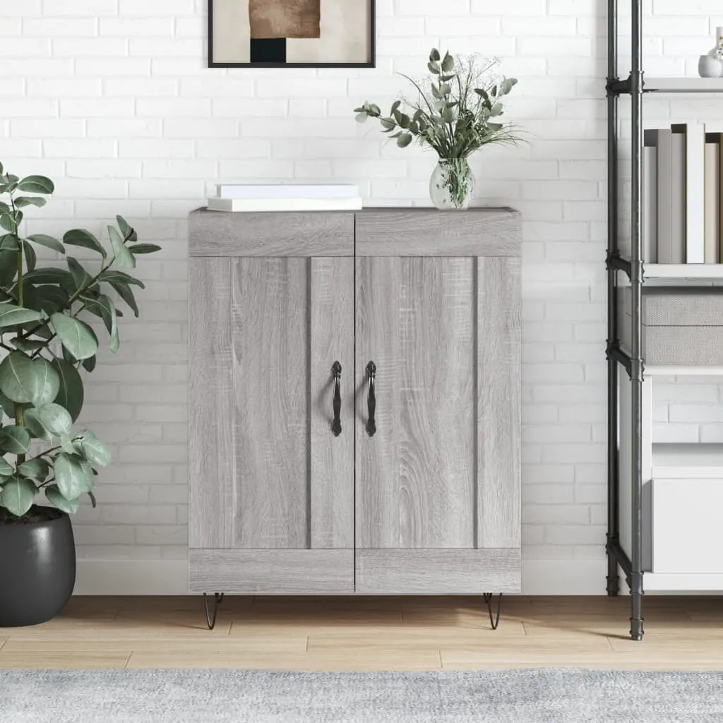 The Living Store Credenza Grigio Sonoma 69,5x34x90 cm Materiale a base di legno