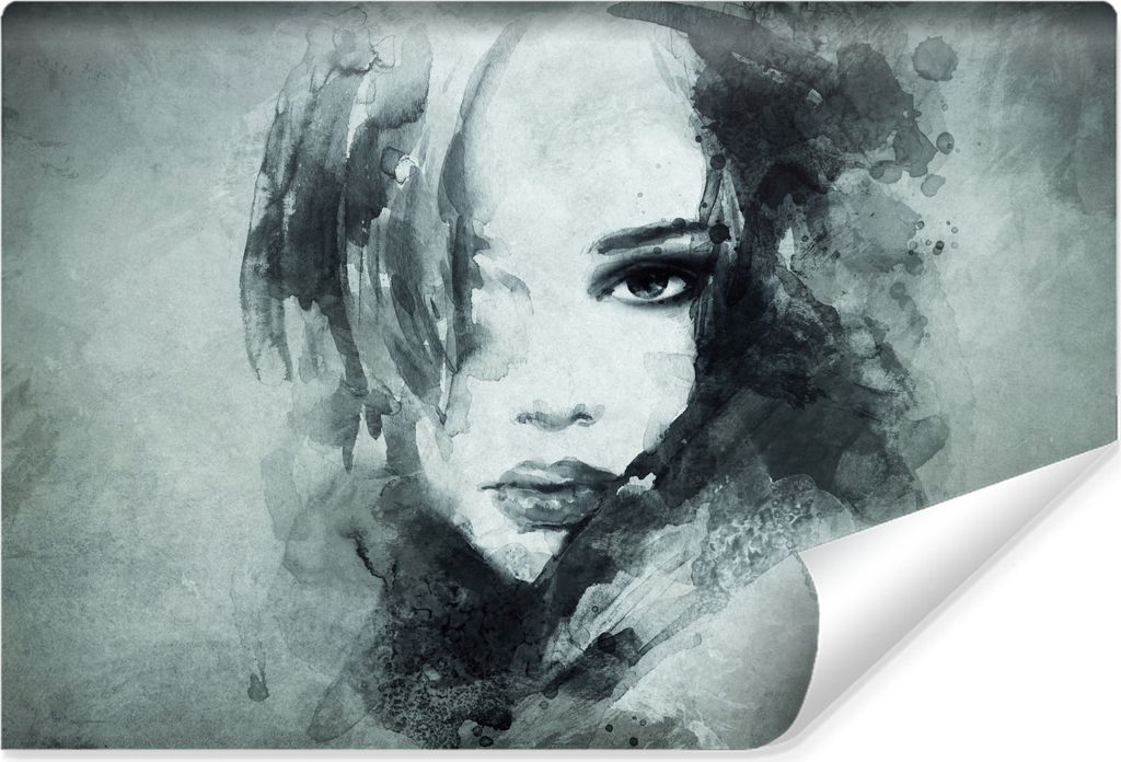 Muralo Vlies Fototapete für Wohnzimmer Frau PORTRÄT Abstraktion Aquarell Vintage Br. 135cm x Hö. 90cm