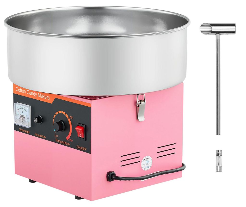 SucceBuy Elektrische Zuckerwattemaschine 1000 W mit 38 cm Edelstahlschüssel und Zuckerlöffel, ideal für Kindergeburtstage und Familienfeiern, Ro...