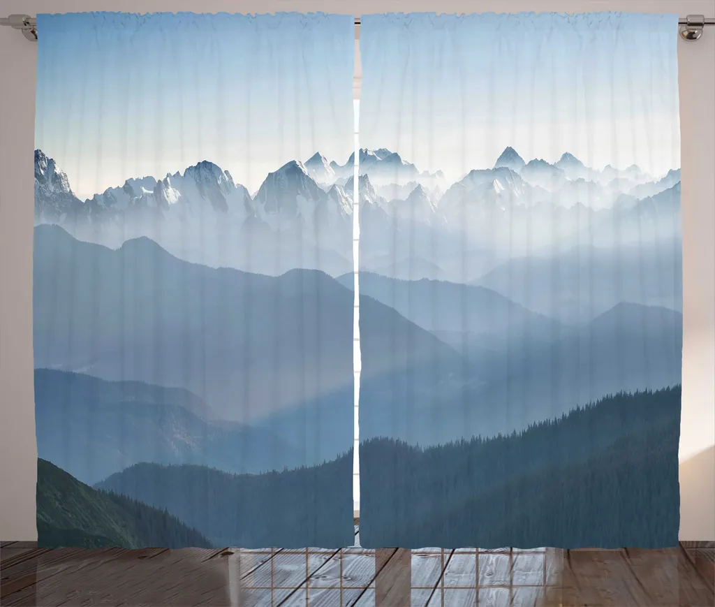 Tenda Paesaggio Nebel ABAKUHAUS 280x225 cm | Effetto Seta Blu Ardesia - 1