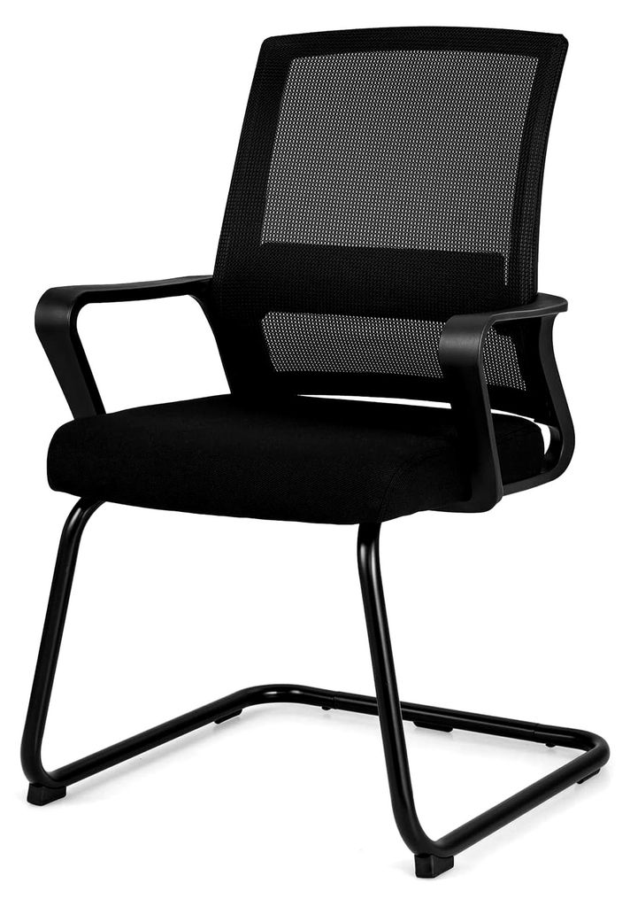 Freischwinger Stuhl, Schwingstuhl mit Armlehne & Lendenwirbelstütze, Bürostuhl, Konferenzstuhl, Besucherstuhl für Büro, Konferenzraum, Arbeitsz...