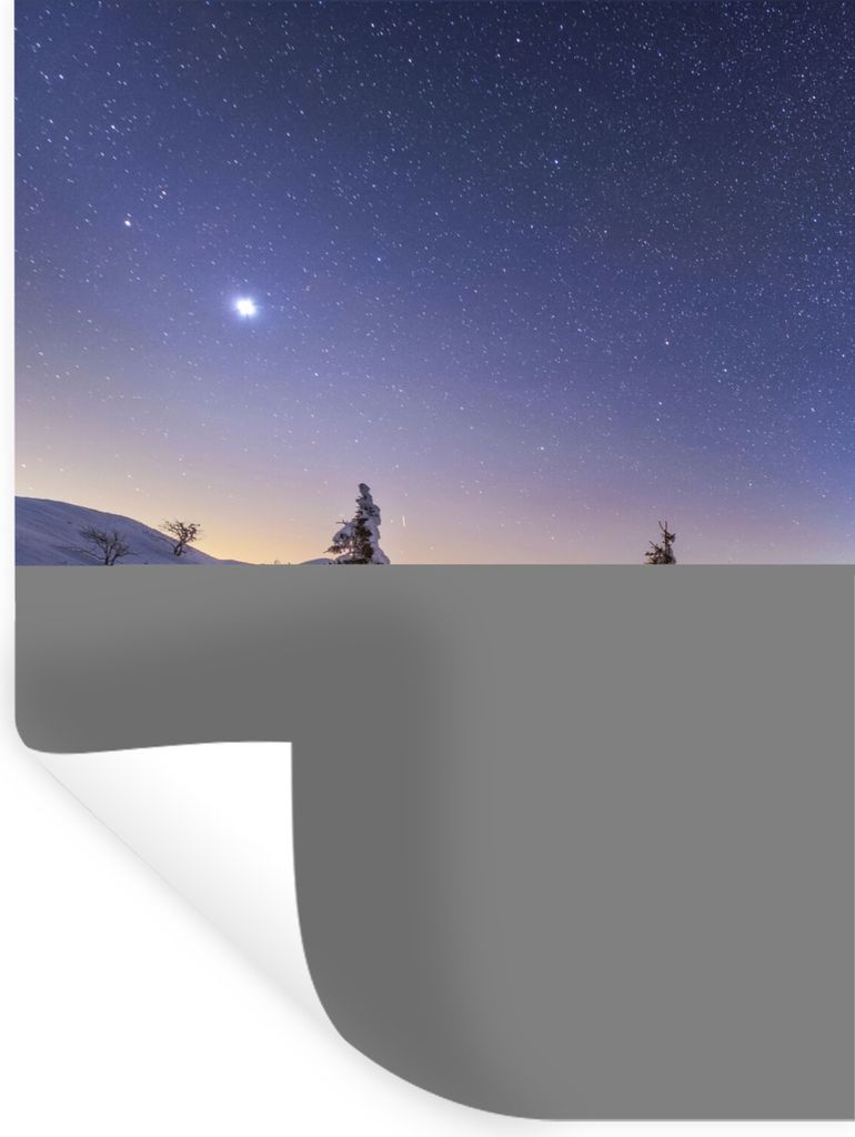 MuchoWow Wandtattoo Wandsticker Wandaufkleber Winter - Schnee - Nacht - Bäume 30x40 cm Selbstklebend und Repositionierbar - Sticker - Dekorfolie